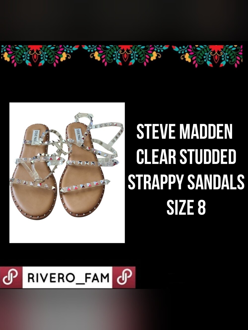 STEVE MADDEN | CLEAR STUDDED STRAPPY SANDALS  | SIZE 8